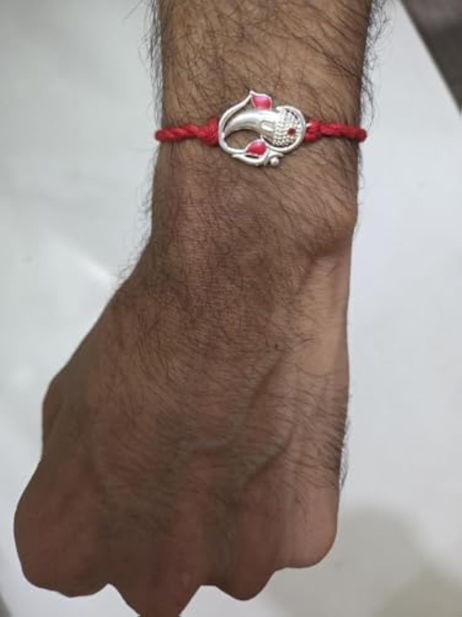 Silver Designer Ganesha Rakhi for Brother